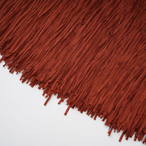 Aurohaya Mélisande Rusty Red Halterneck Fringed Maxi Gown