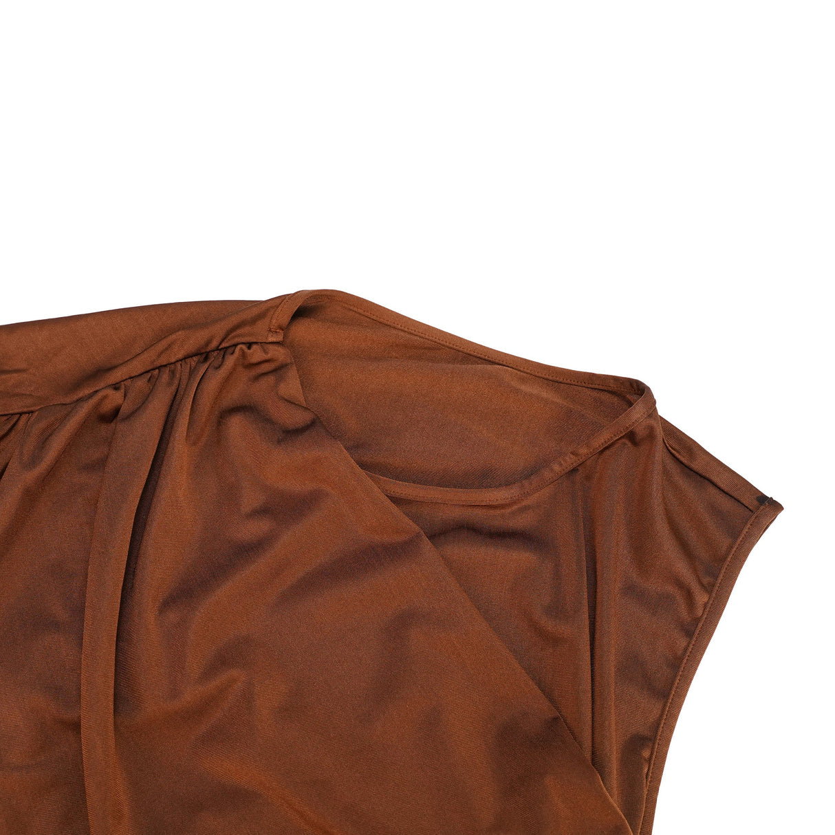 Aurohaya Reine Brown Asymmetrical Ruched Maxi Dress
