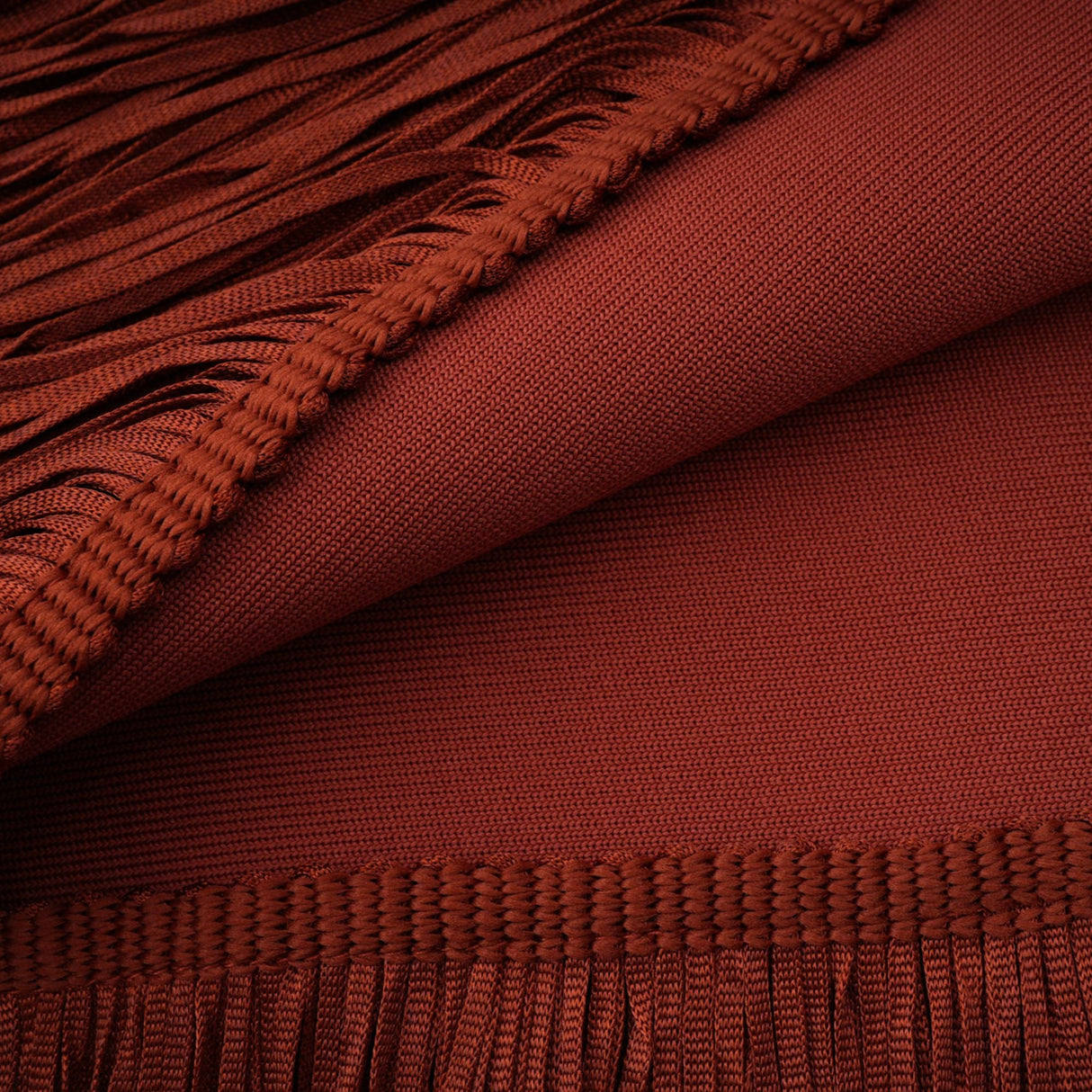 Aurohaya Mélisande Rusty Red Halterneck Fringed Maxi Gown