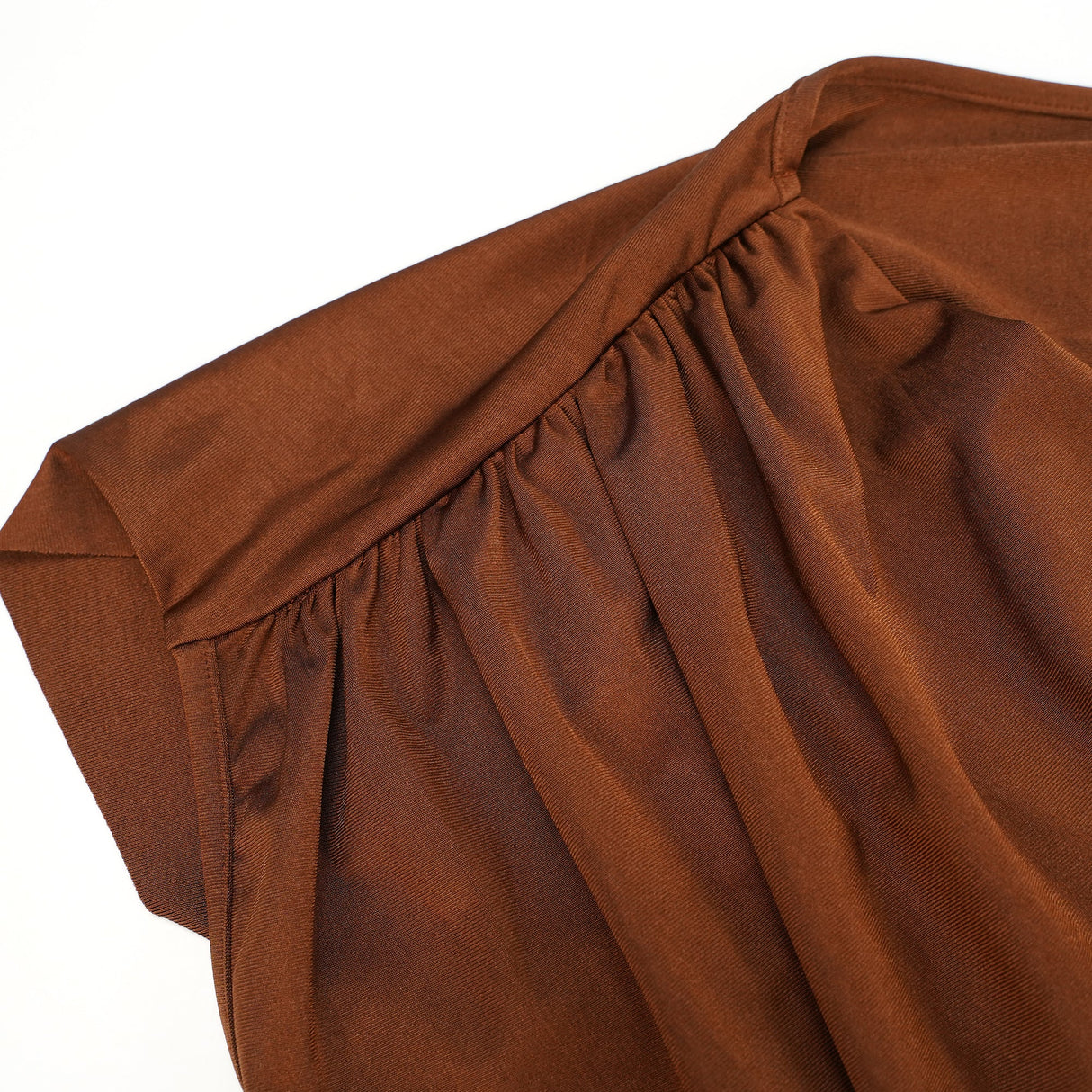 Aurohaya Reine Brown Asymmetrical Ruched Maxi Dress