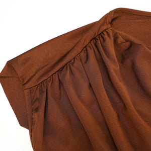 Aurohaya Reine Brown Asymmetrical Ruched Maxi Dress