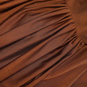 Aurohaya Reine Brown Asymmetrical Ruched Maxi Dress