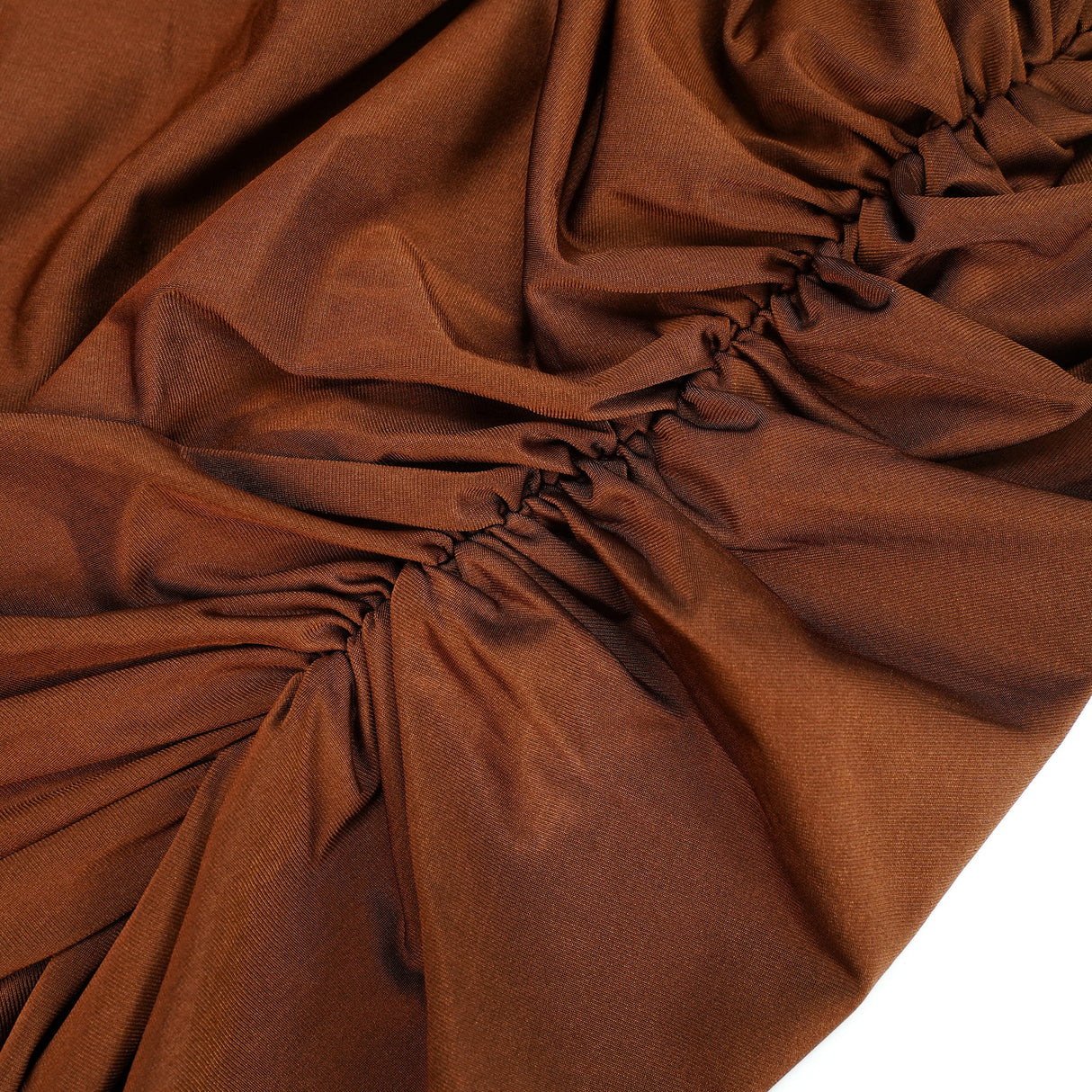 Aurohaya Reine Brown Asymmetrical Ruched Maxi Dress