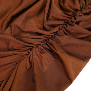 Aurohaya Reine Brown Asymmetrical Ruched Maxi Dress