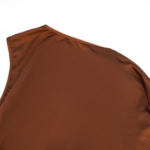 Aurohaya Reine Brown Asymmetrical Ruched Maxi Dress