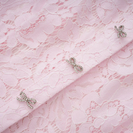 Aurohaya Sabine Pink Floral Lace Mermaid Midi Dress