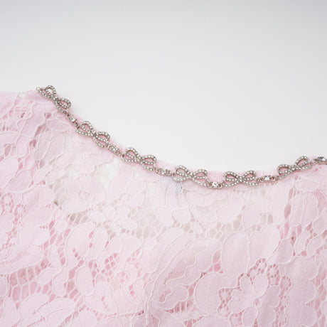 Aurohaya Sabine Pink Floral Lace Mermaid Midi Dress