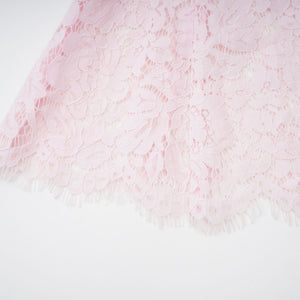 Aurohaya Sabine Pink Floral Lace Mermaid Midi Dress
