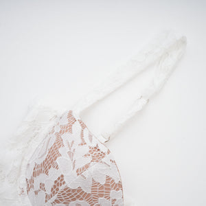 Aurohaya Abbie White Floral Lace Bustier Maxi Dress