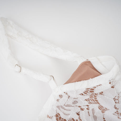 Aurohaya Abbie White Floral Lace Bustier Maxi Dress
