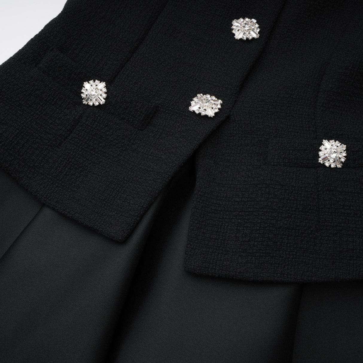 Aurohaya Lorelei Black High Neck Tweed Midi Dress