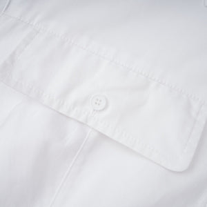 Aurohaya Dulcie white front-slit shirred shirt dress