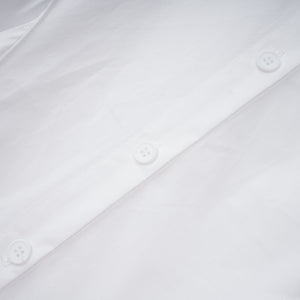 Aurohaya Dulcie white front-slit shirred shirt dress