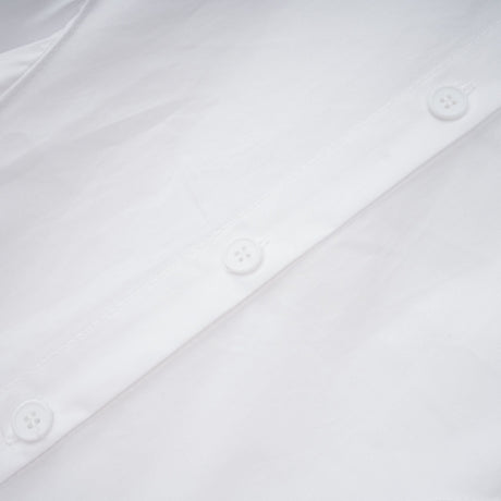 Aurohaya Dulcie white front-slit shirred shirt dress