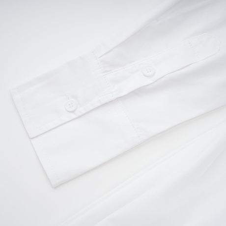 Aurohaya Dulcie white front-slit shirred shirt dress