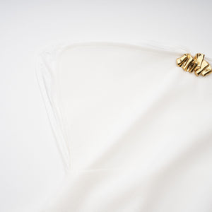 Aurohaya Liana White Asymmetrical Flared Midi Dress