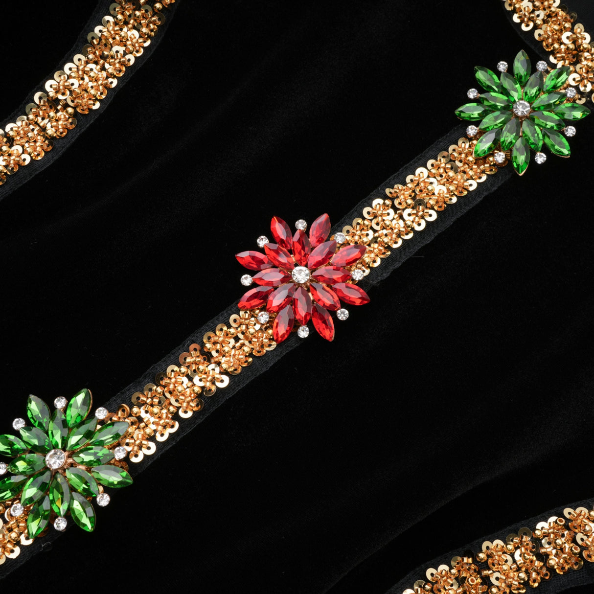 Aurohaya Anna Black Crystal Embellished Front Slit Maxi Dress