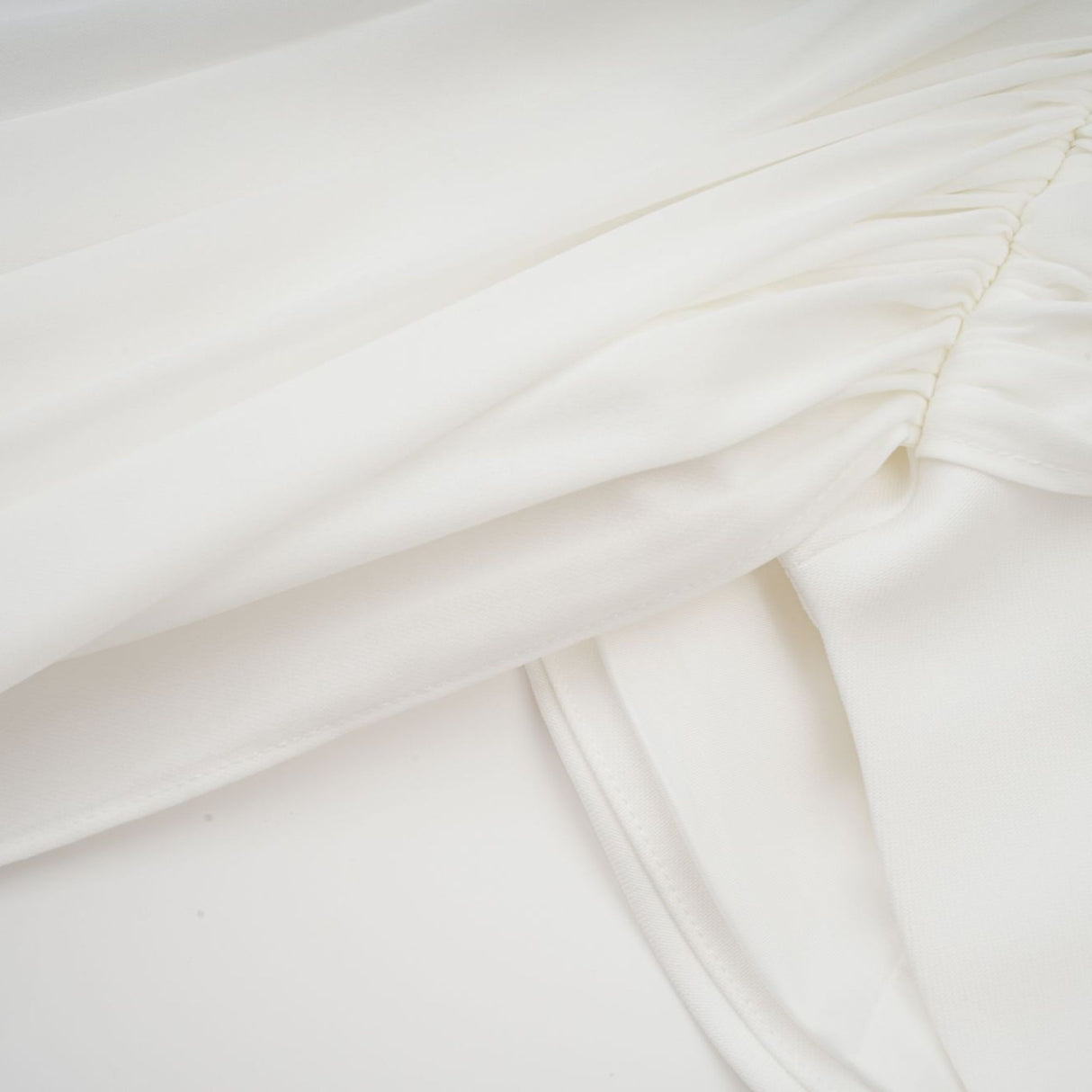 Aurohaya Gitta white ribbon-design ruched mini dress