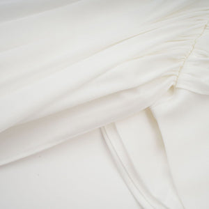 Aurohaya Gitta white ribbon-design ruched mini dress