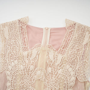 Aurohaya Céleste floral-lace-panelling tulle midi dress in Neutrals