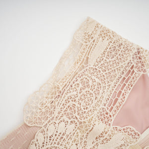 Aurohaya Céleste floral-lace-panelling tulle midi dress in Neutrals