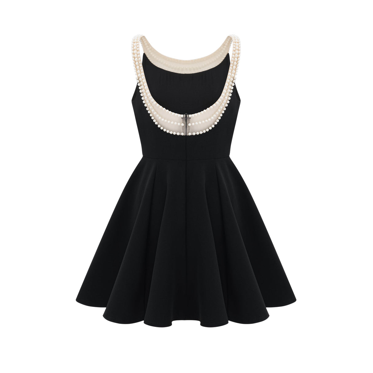 Aurohaya Danaé black faux-pearl-embellished mini dress