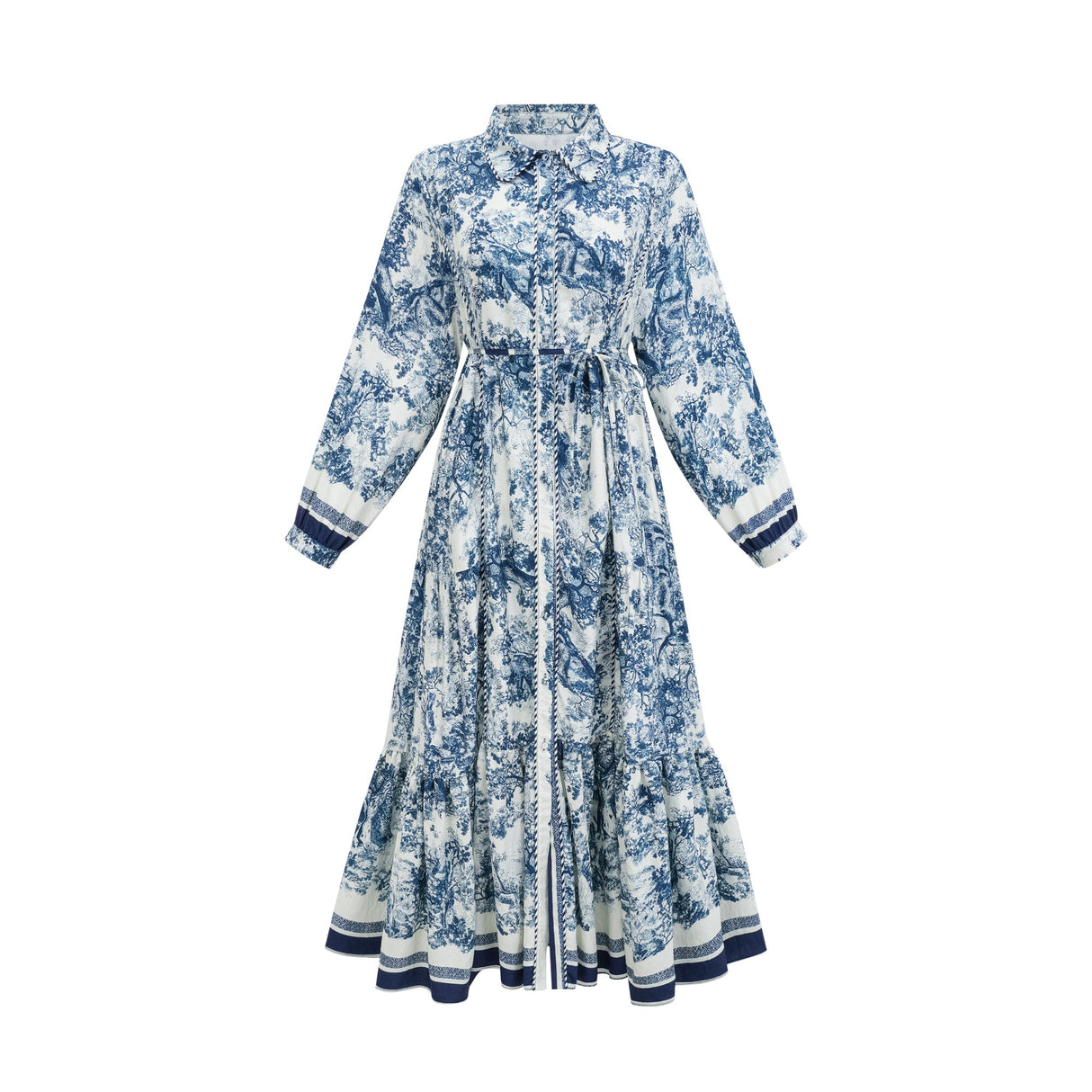 Aurohaya Adélaïde graphic-print midi dress in Blue