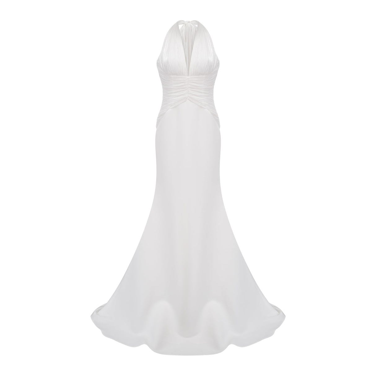 Aurohaya Emmeline White Train Design Gathered Maxi Dress
