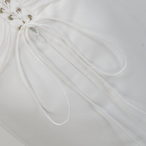Aurohaya Emmeline White Train Design Gathered Maxi Dress
