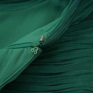 Aurohaya Emerald Green One Shoulder Ruched Maxi Dress