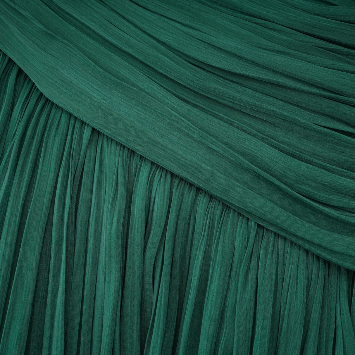Aurohaya Emerald Green One Shoulder Ruched Maxi Dress
