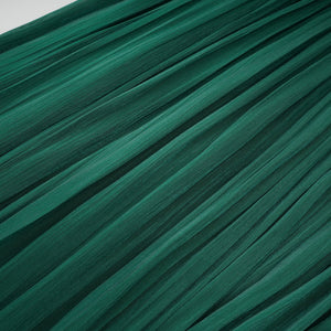 Aurohaya Emerald Green One Shoulder Ruched Maxi Dress
