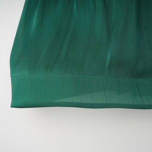 Aurohaya Emerald Green One Shoulder Ruched Maxi Dress