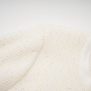 Aurohaya Adélade White Embellished Knit Midi Dress