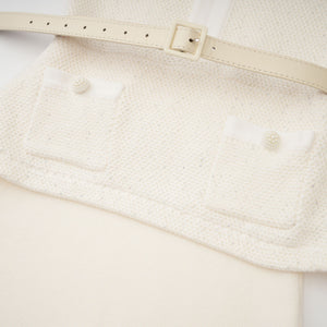 Aurohaya Adélade White Embellished Knit Midi Dress