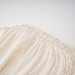 Aurohaya Gustave Neutral Ruched Cape Ruffled Maxi Dress