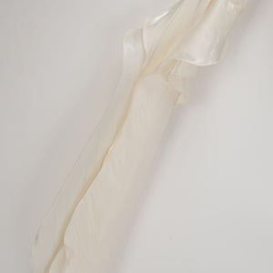 Aurohaya Gustave Neutral Ruched Cape Ruffled Maxi Dress