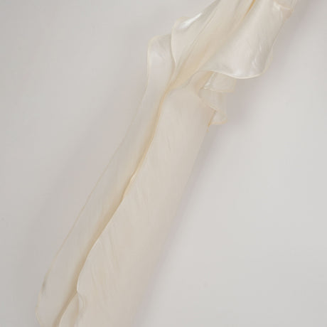 Aurohaya Gustave Neutral Ruched Cape Ruffled Maxi Dress