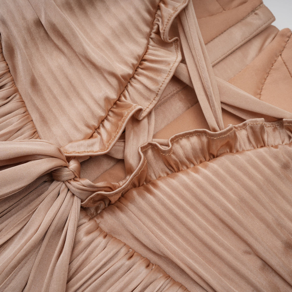 Aurohaya Nicoletta Gold Glossy Pleated Corset Maxi Dress