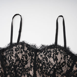 Aurohaya Giorgia Black Floral Lace Corset Maxi Dress