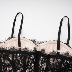 Aurohaya Giorgia Black Floral Lace Corset Maxi Dress