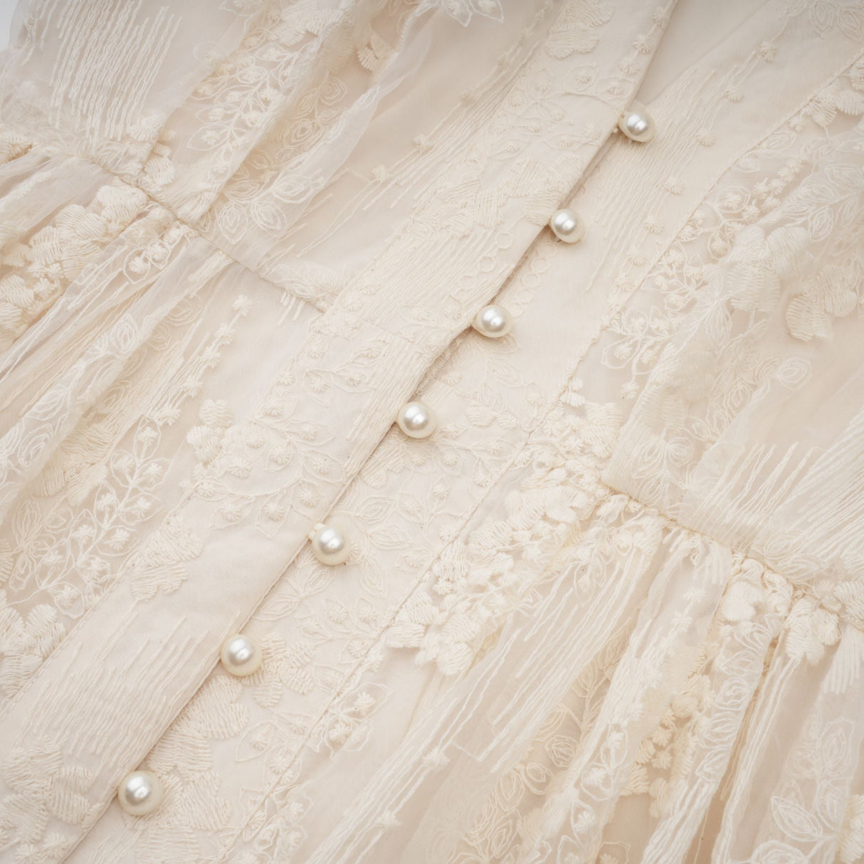 Aurohaya Roxane neutrals lace-embroidered midi dress