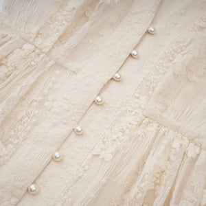 Aurohaya Roxane neutrals lace-embroidered midi dress