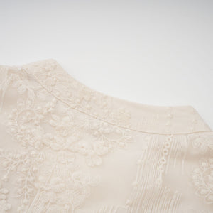 Aurohaya Roxane neutrals lace-embroidered midi dress