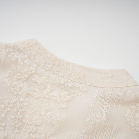 Aurohaya Roxane neutrals lace-embroidered midi dress