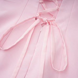 Aurohaya Romane Pink Strapless Corset Chiffon Maxi Dress