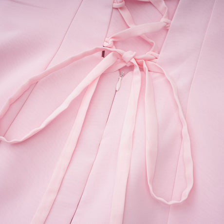Aurohaya Romane Pink Strapless Corset Chiffon Maxi Dress