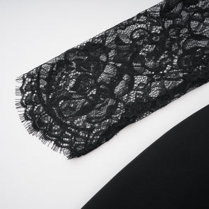Aurohaya Bokamoso Black Lace Panel Maxi Gown