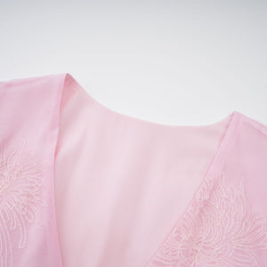 Aurohaya Florence pink floral-embroidered layered mini dress