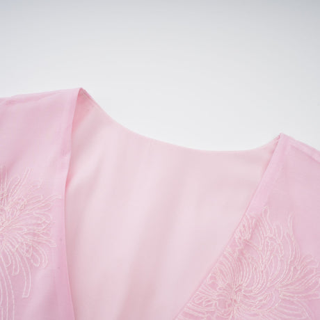 Aurohaya Florence pink floral-embroidered layered mini dress